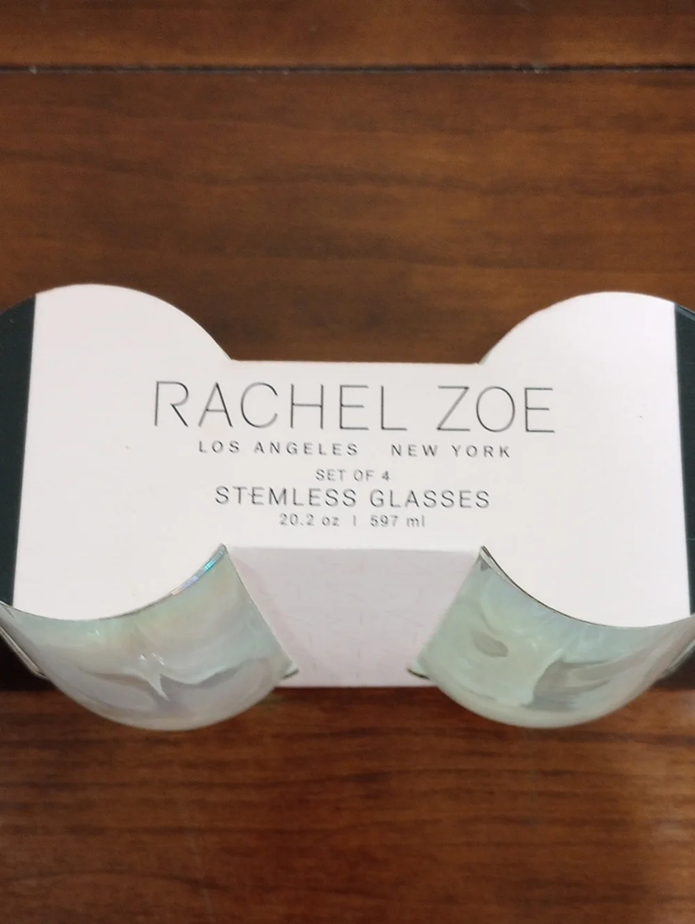 Rachel Zoe Iridescent Stemless Glasses, Set Of 4 - New!